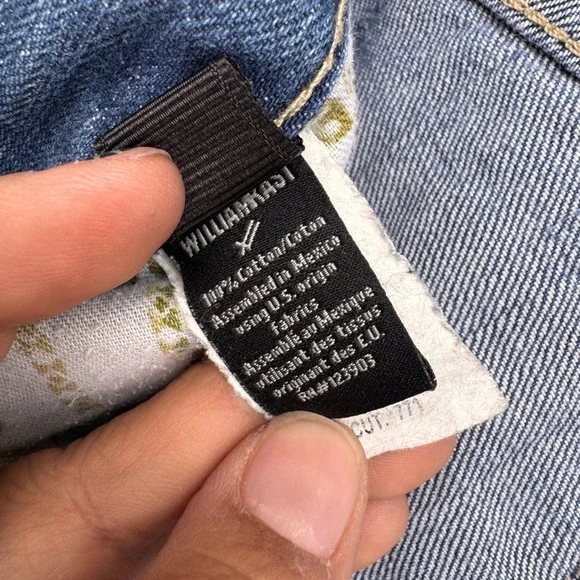 William Rast Jeans Blue Denim Bootcut Leg Distressed Faded Button Fly Size 33 - Picture 4 of 8